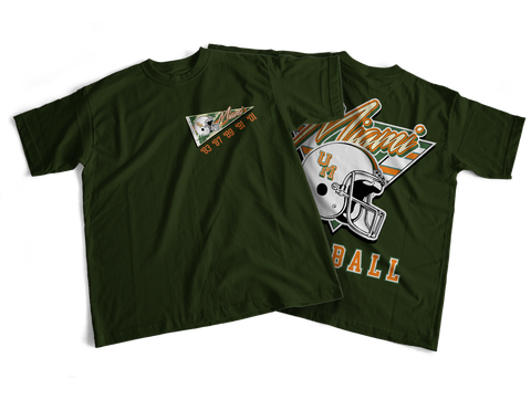 the 3o5 - Miami's Football Team - U100: Championship  Tee - CANE GREEN